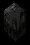 Mantón Negro Bordado en Negro – Fleco Negro