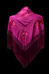 Mantón Buganvilla Bordado Floral – Fleco Buganvilla