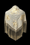 Mantón Marfil Bordado en Beige – Fleco Marfil