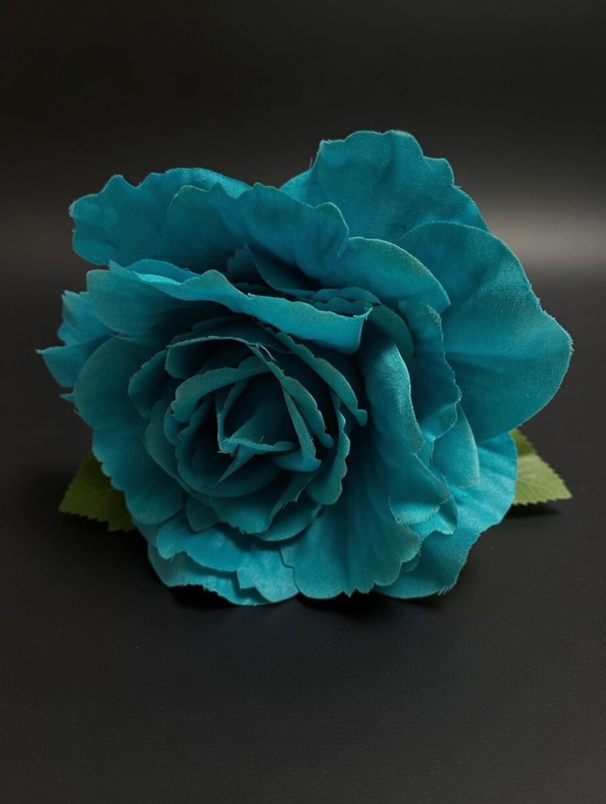 Rosa Flor Flamenca Verde Turquesa