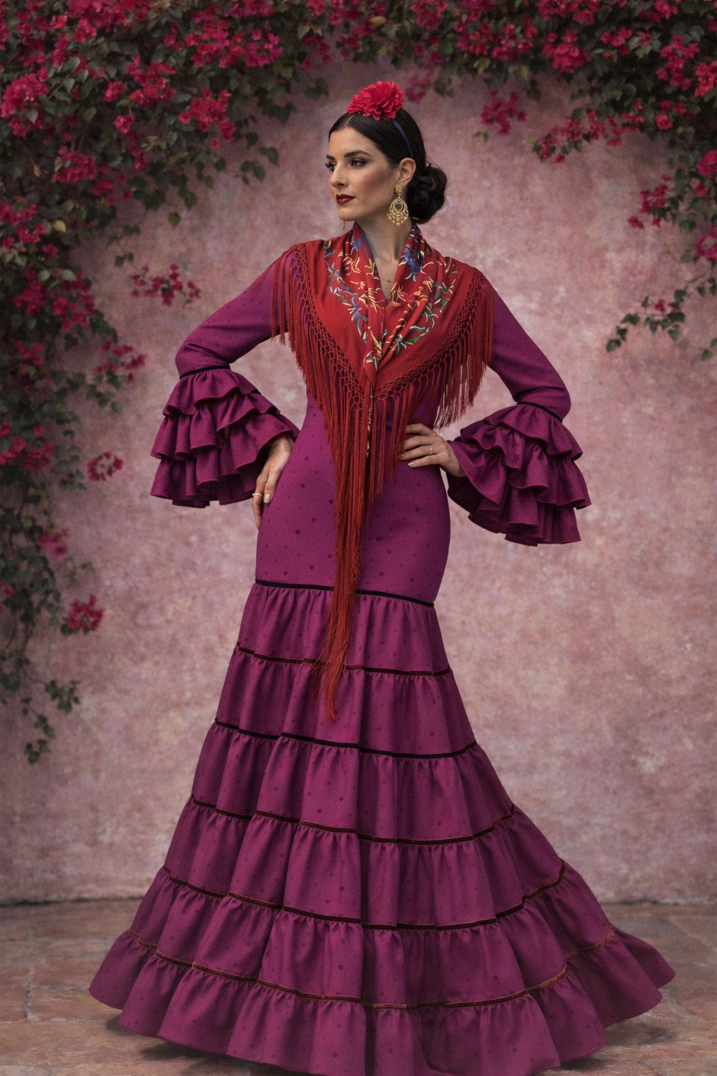 Traje de flamenca buganvilla