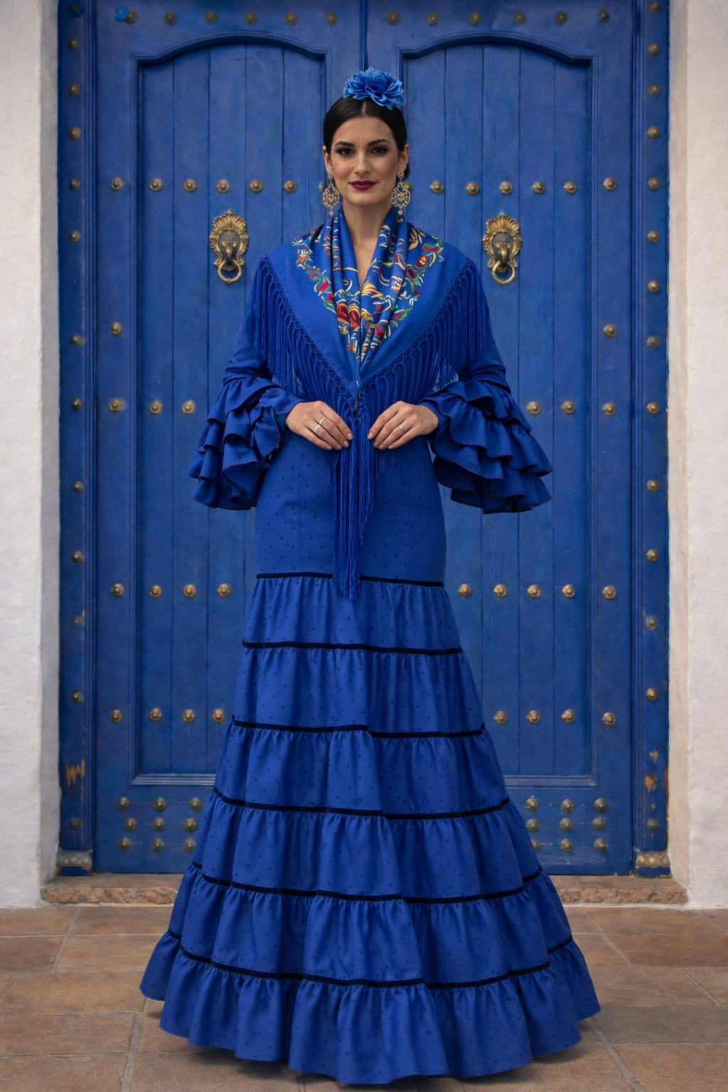 Traje de flamenca azul