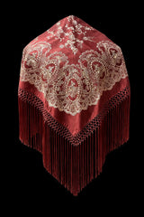 Mantón Bordado Rojo con Hilo Marfil