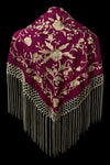 Mantón Bordado Fucsia Intenso con Hilo Marfil