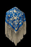 Mantón Bordado Azul Real con Hilo Marfil