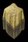 Mantón Bordado Verde Oliva Dorado con Hilo Marfil
