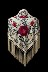 Mantón Marfil Bordado Floral Multicolor